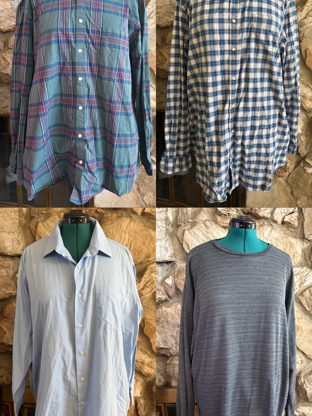 2xlt 3xlt Mixed Men's Shirt and Sweater Bundle - Blue Plaid, Light Blue, Navy